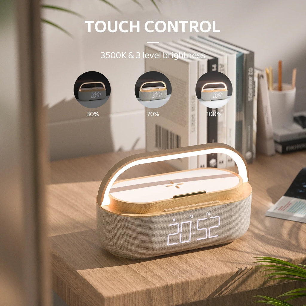 Bluetooth Speaker with Wireless Charging & Alarm Clock